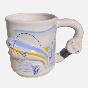 Vintage 3D Fish Fishing Rod Reel Mug Fisherman‎ Coffee Cup by Emson
